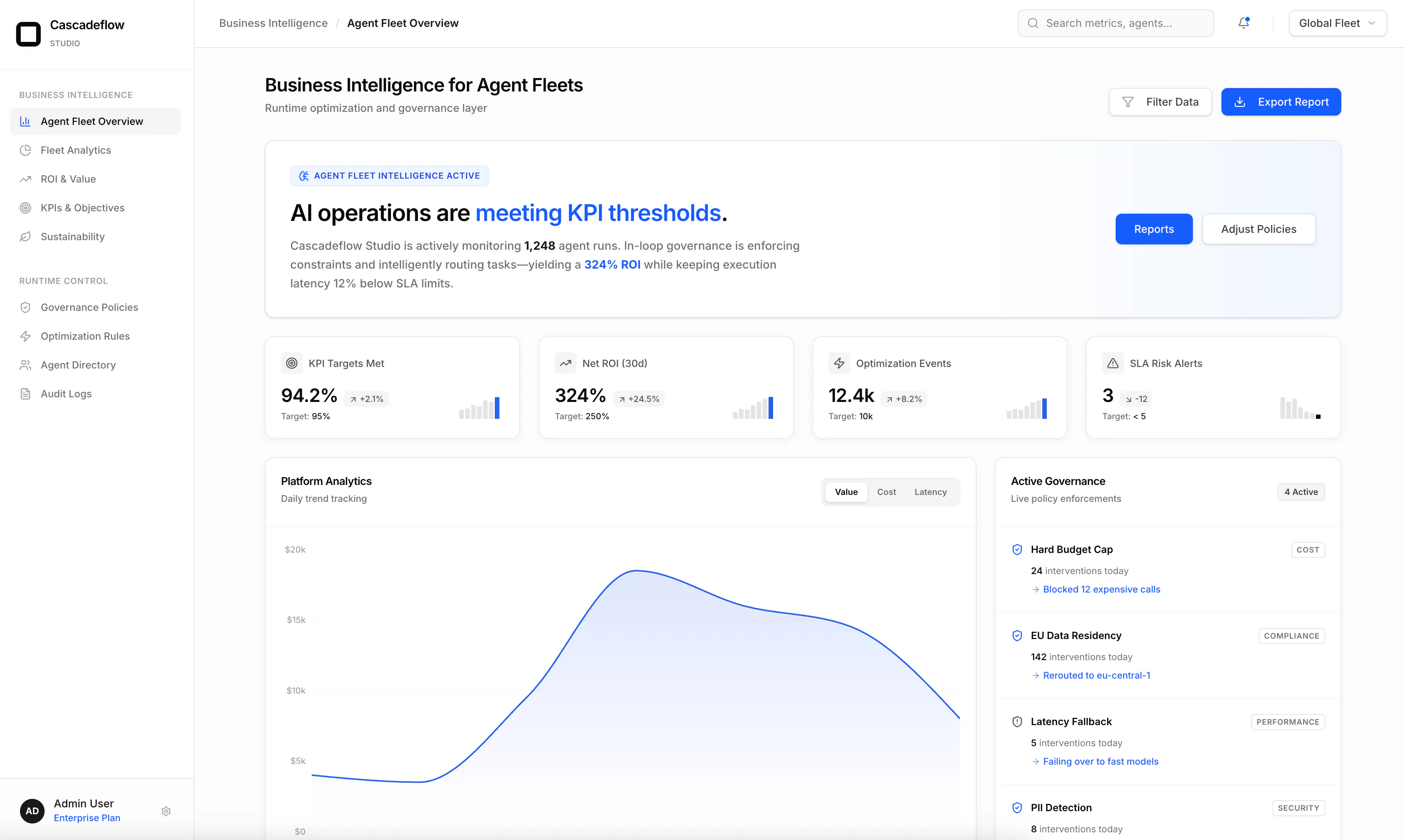 cascadeflow Studio dashboard