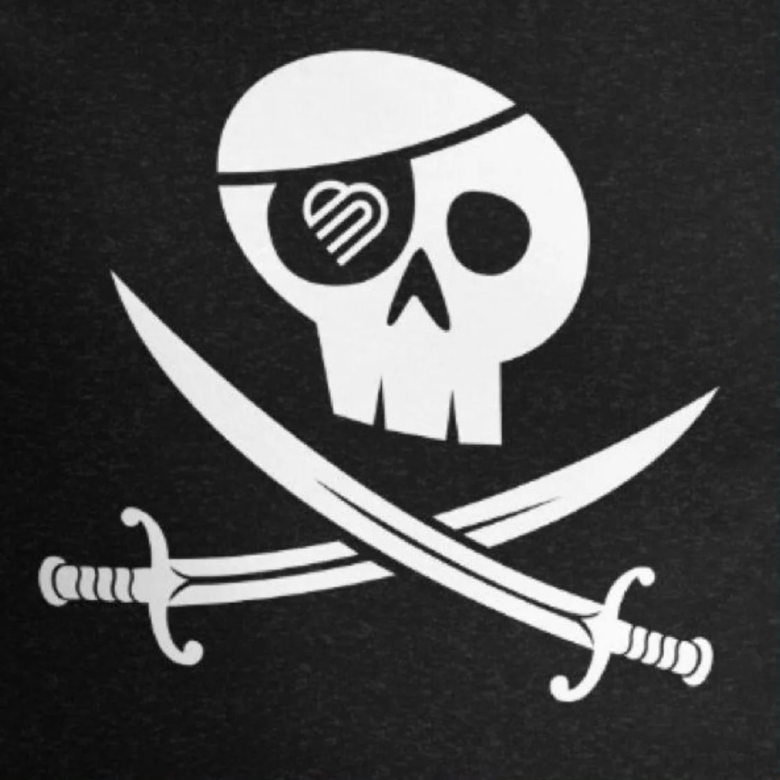 A pirate skull and crossed swords with the Decent mark on the eye patch.