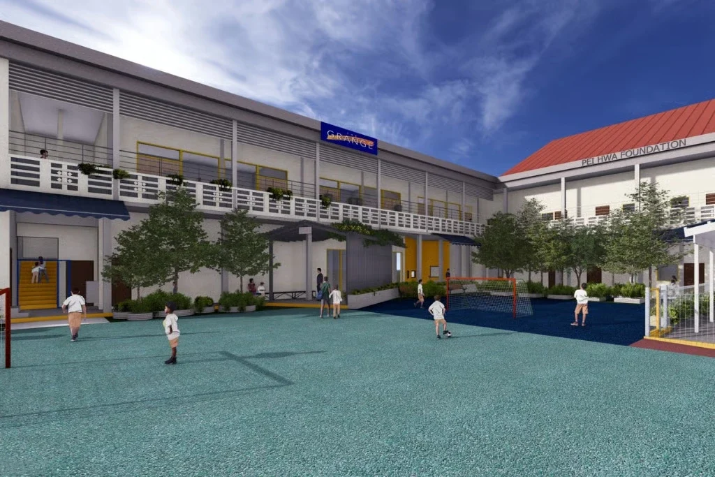 The Grange Institution courtyard and school buildings
