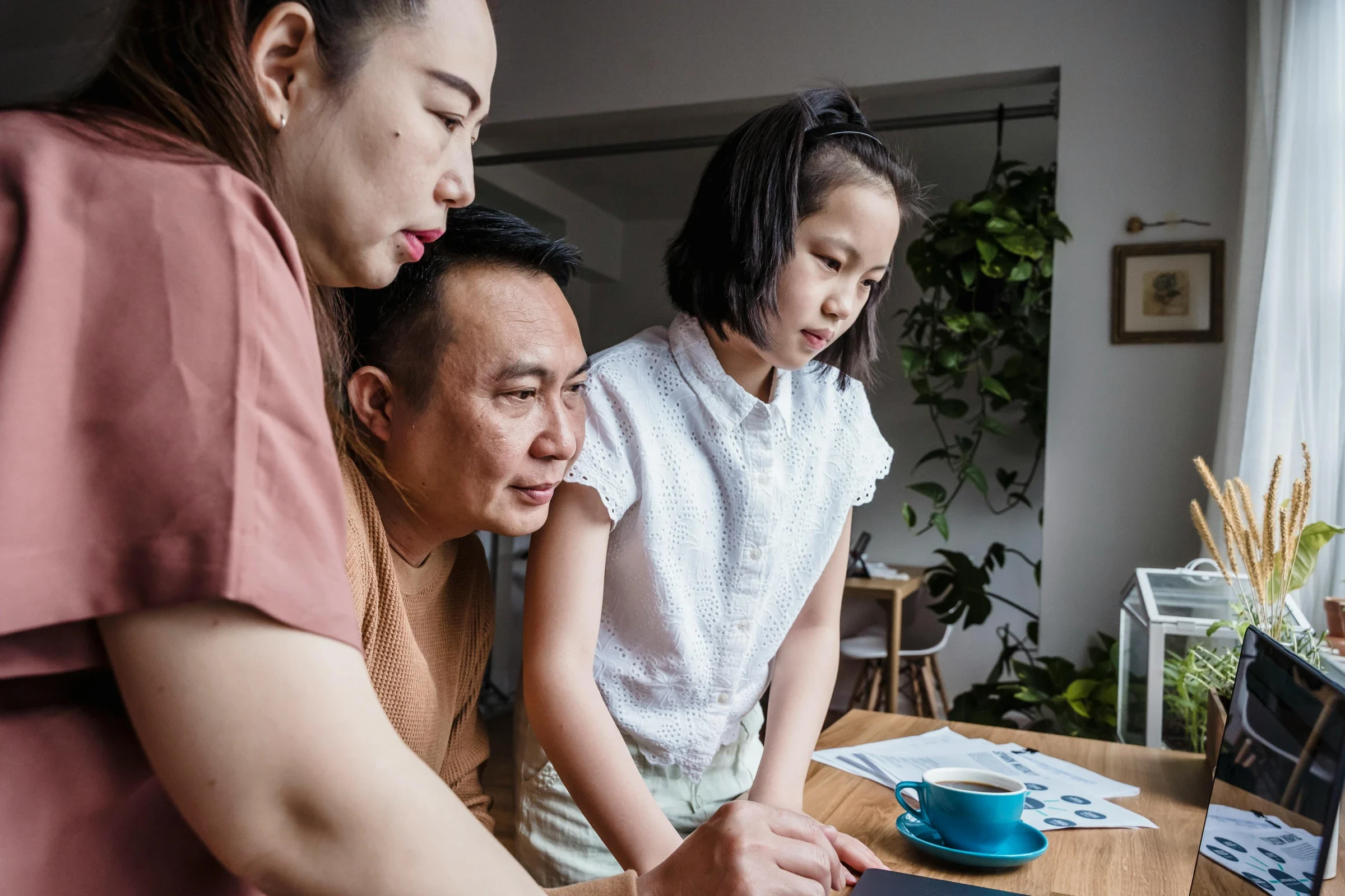 Family researching online together