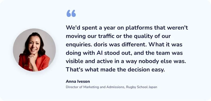 anna iveson from rugby school japan chose doris to boost ai visibility