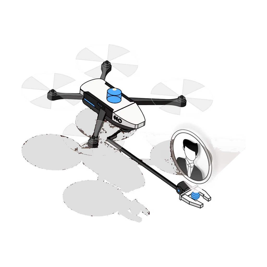Outtake drone inspecting an executive identity record.