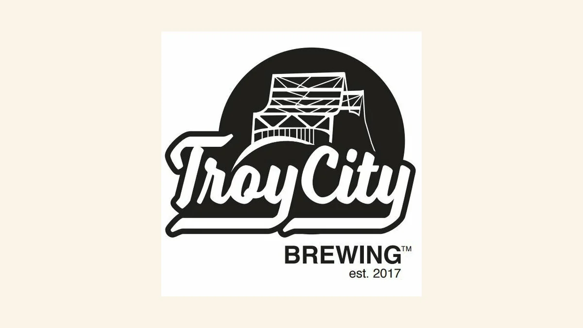 Troy City Brewing logo featuring Fall River's Braga Bridge.