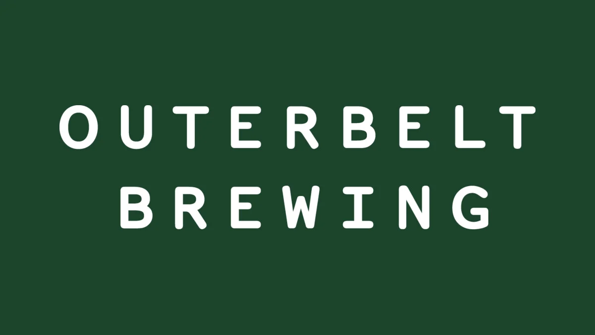 Outerbelt Brewing wordmark on a deep green background.