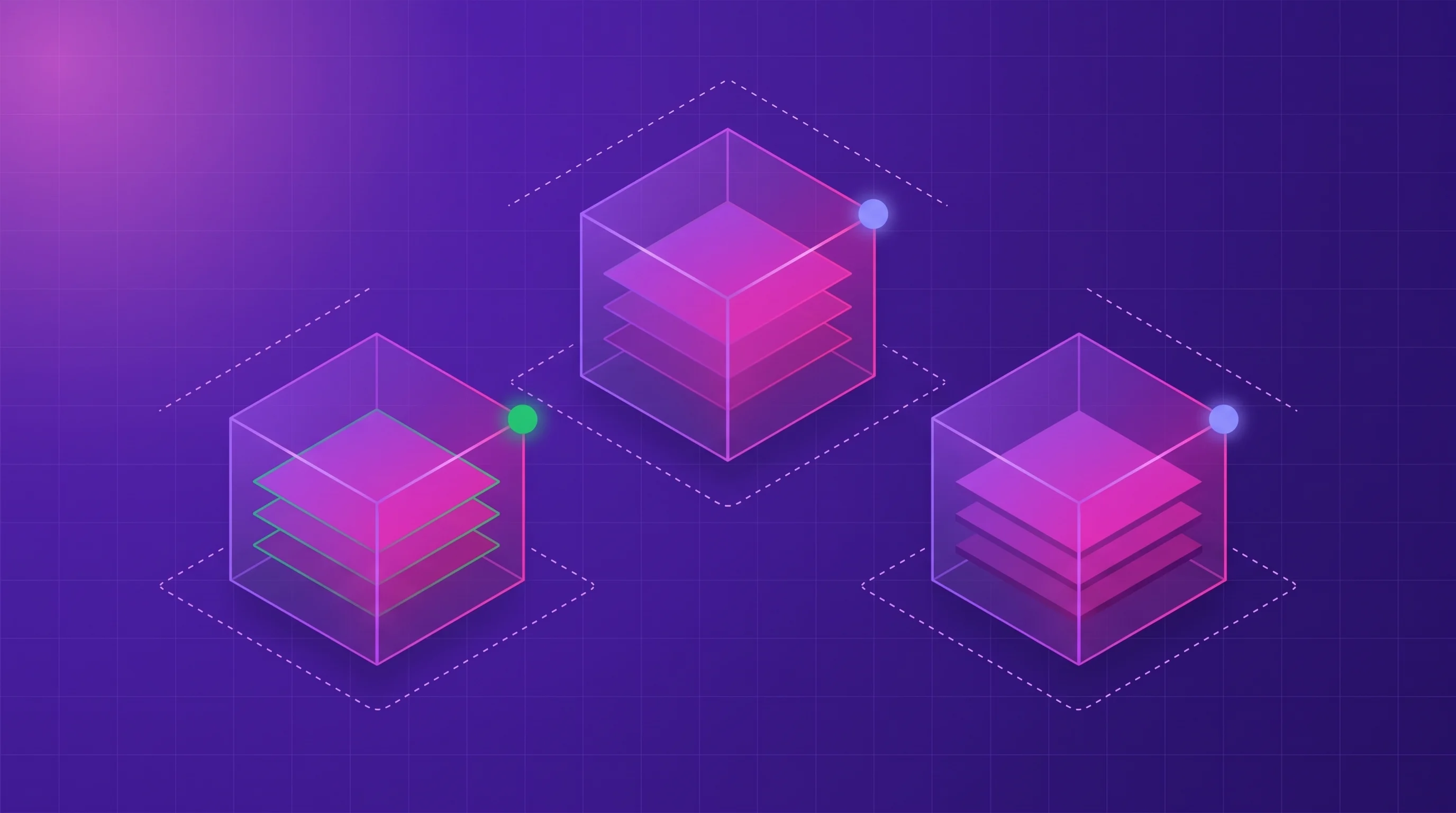 Three isometric data enclosures standing apart on a world grid, each sealed within its own regional boundary, with no flow crossing between them.