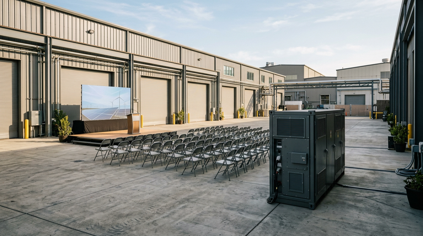 Industry event at Posh's Hayward facility showcasing battery energy storage to solar installers and EPCs