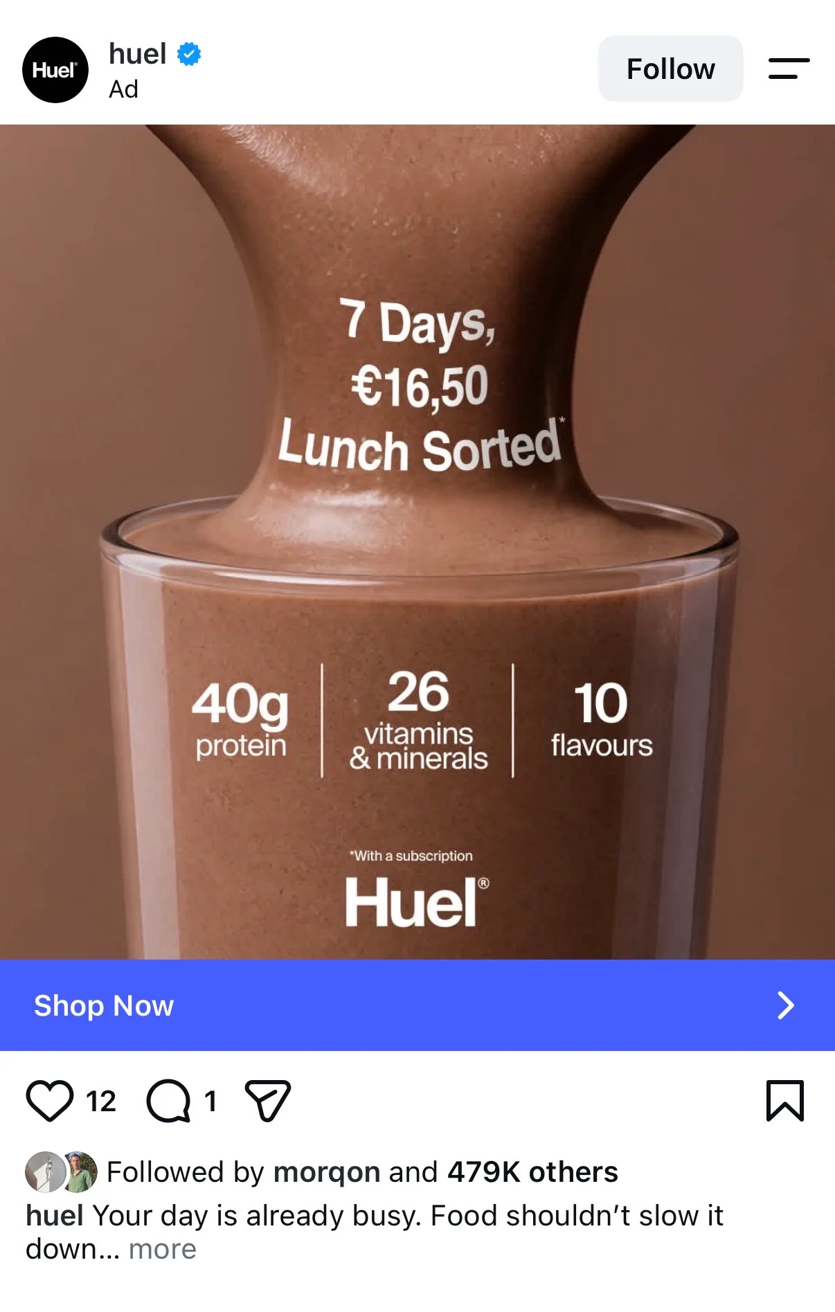 Huel Meta ad example