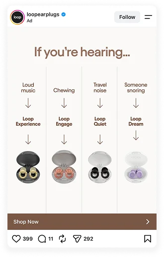 Loop Earplugs Meta ad example