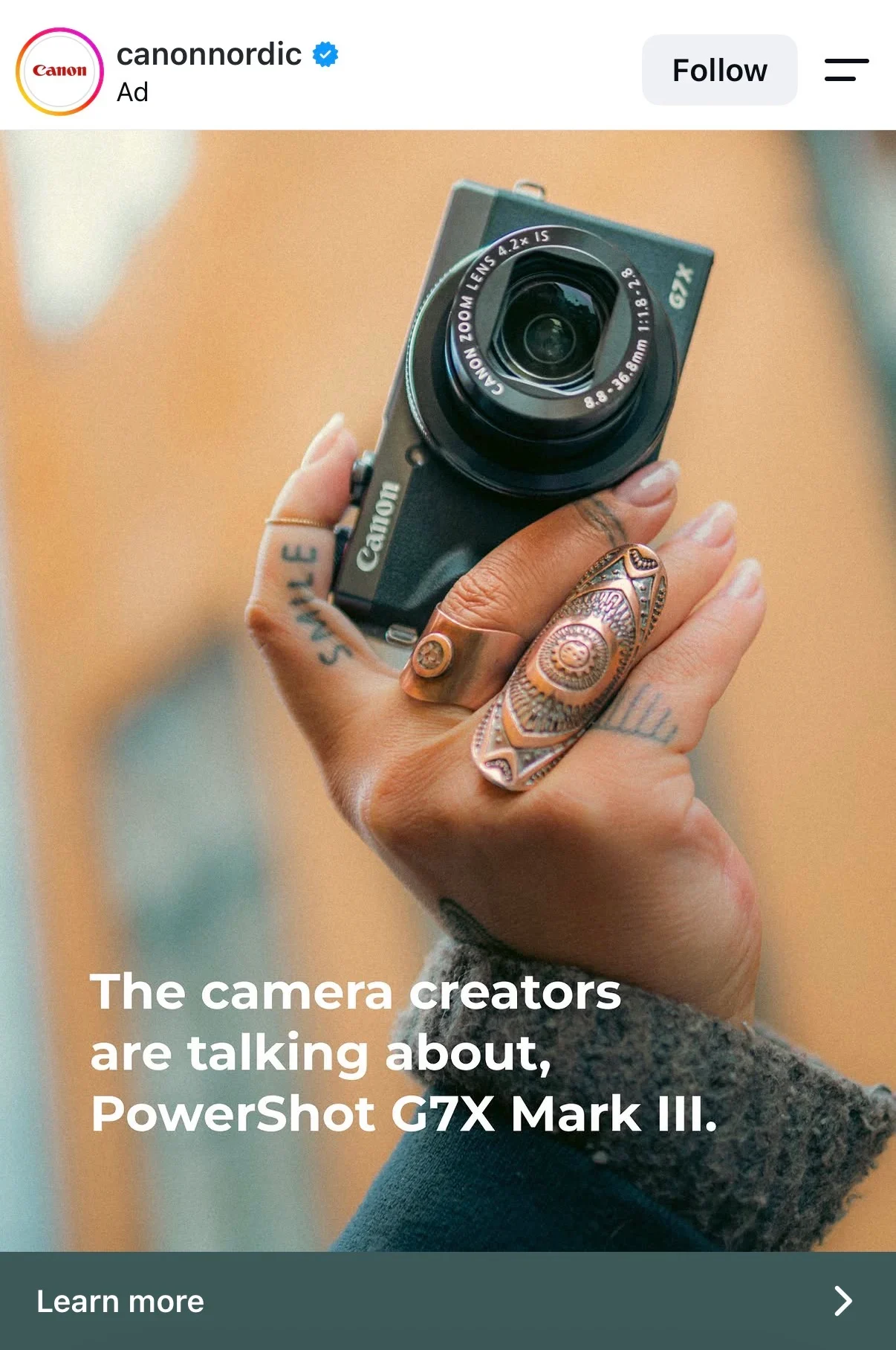 Canon Meta ad example