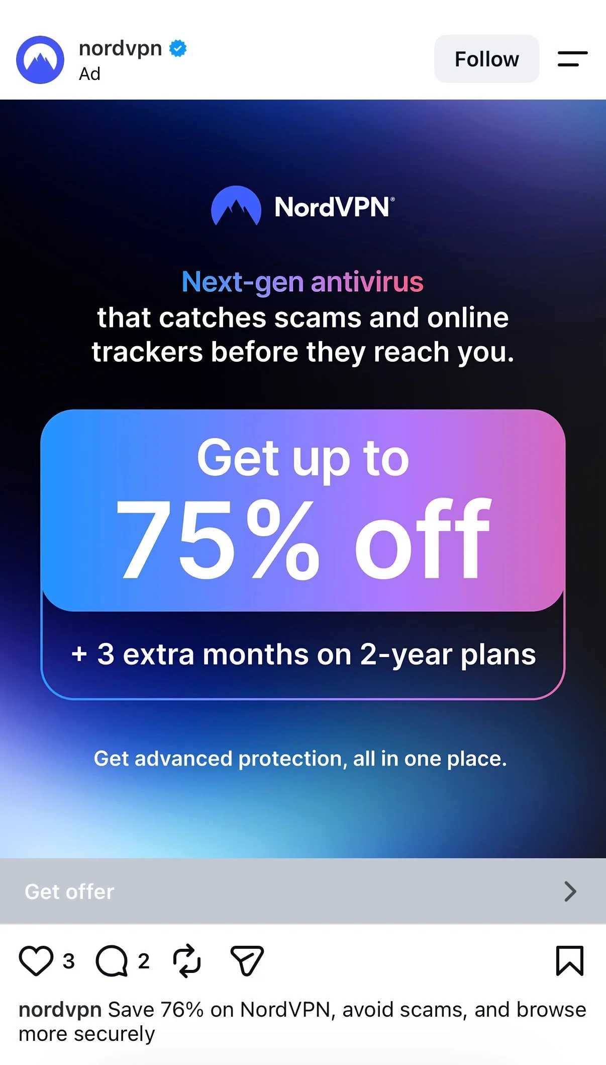 NordVPN Meta ad example