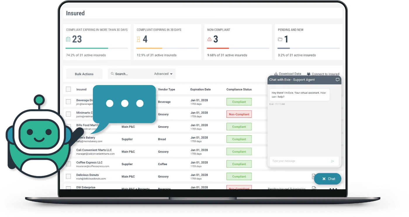 Evident Evie insurance risk management interface