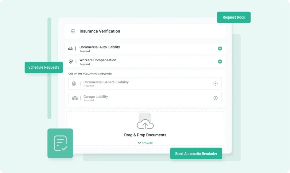 Evident insurance-verification requirements interface