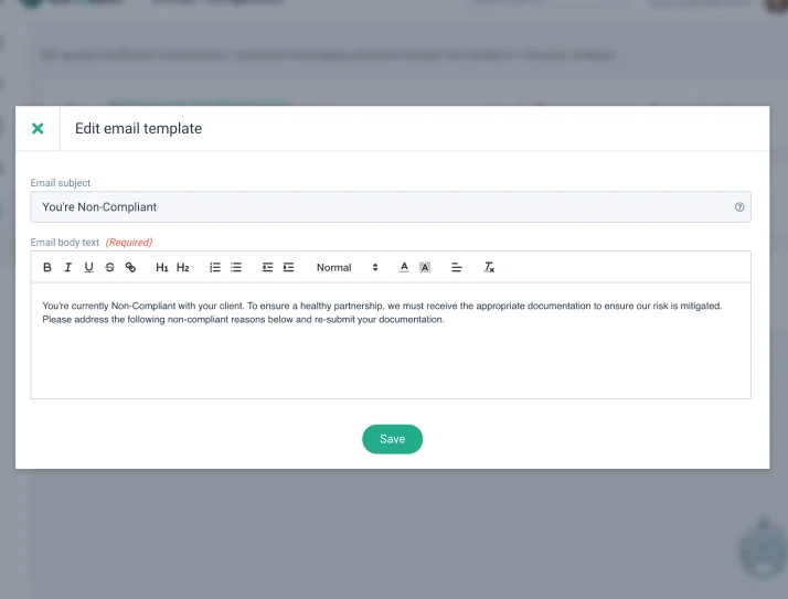 Clear non-compliance alerts
