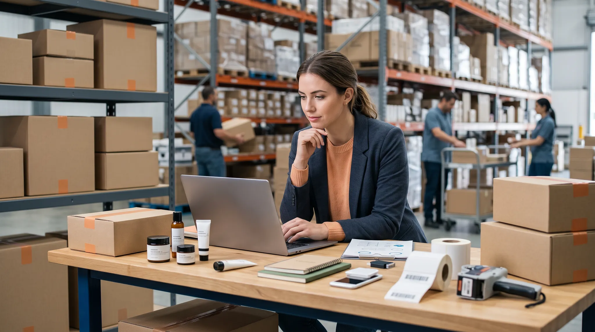 Amazon seller studying ecommerce training resources at a desk