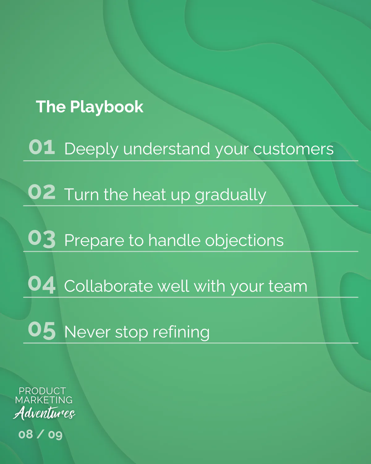 Original Product Marketing Adventures five-part playbook overview