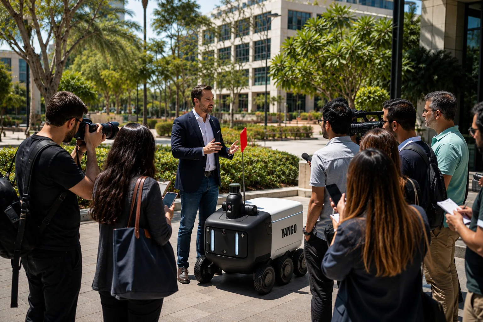 Technology leadership team unveiling a new platform to customers and media