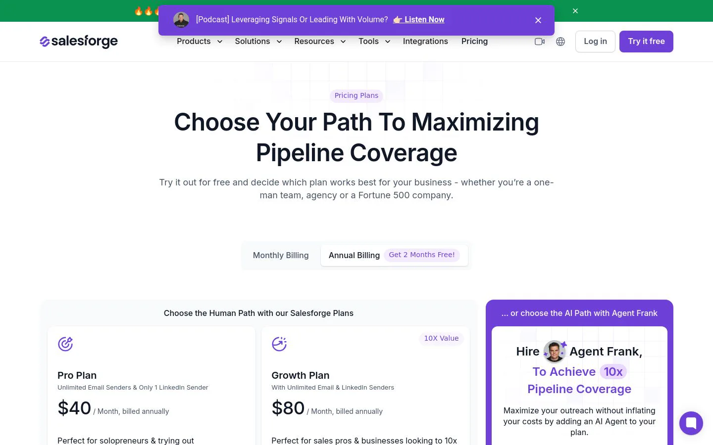 Salesforge pricing tiers