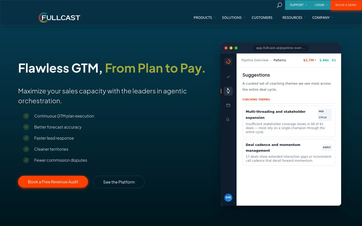 Fullcast homepage above the fold
