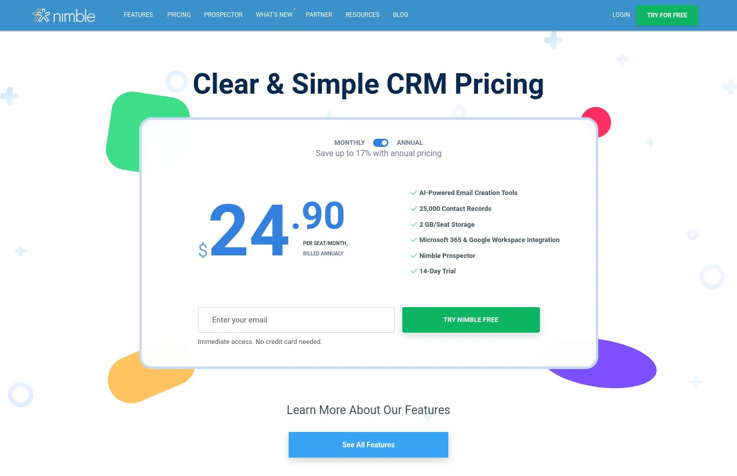 Nimble CRM pricing