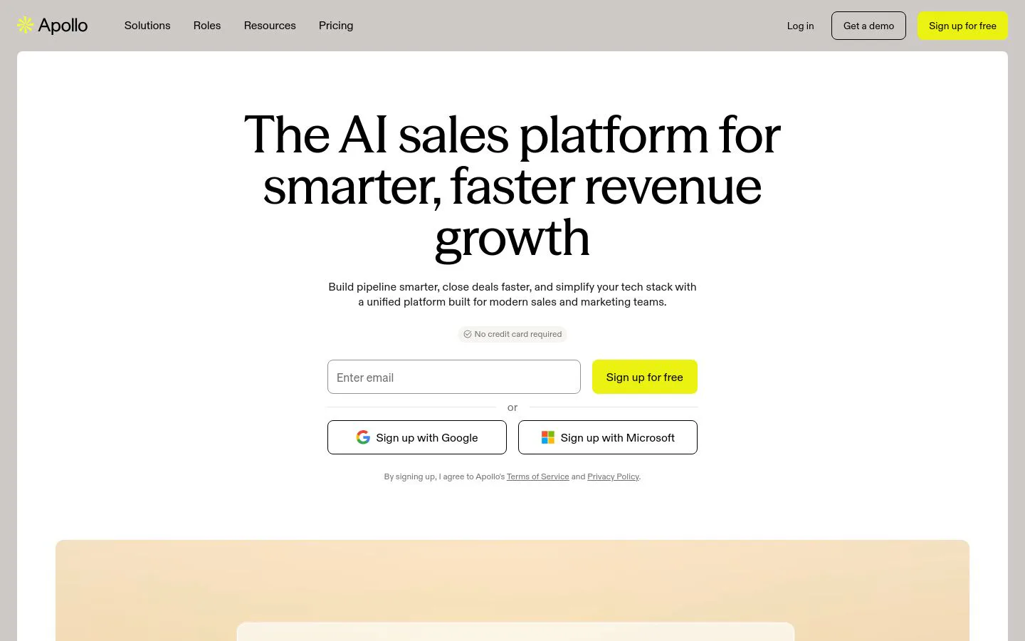 Apollo.io homepage above the fold