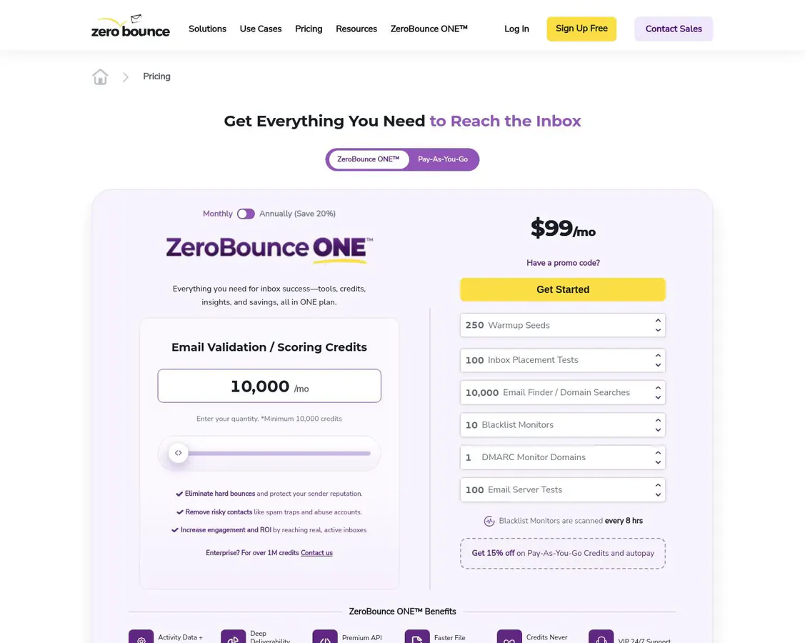 ZeroBounce pricing