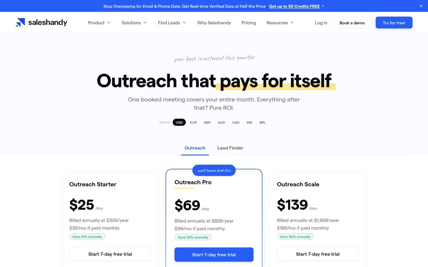 Saleshandy pricing tiers