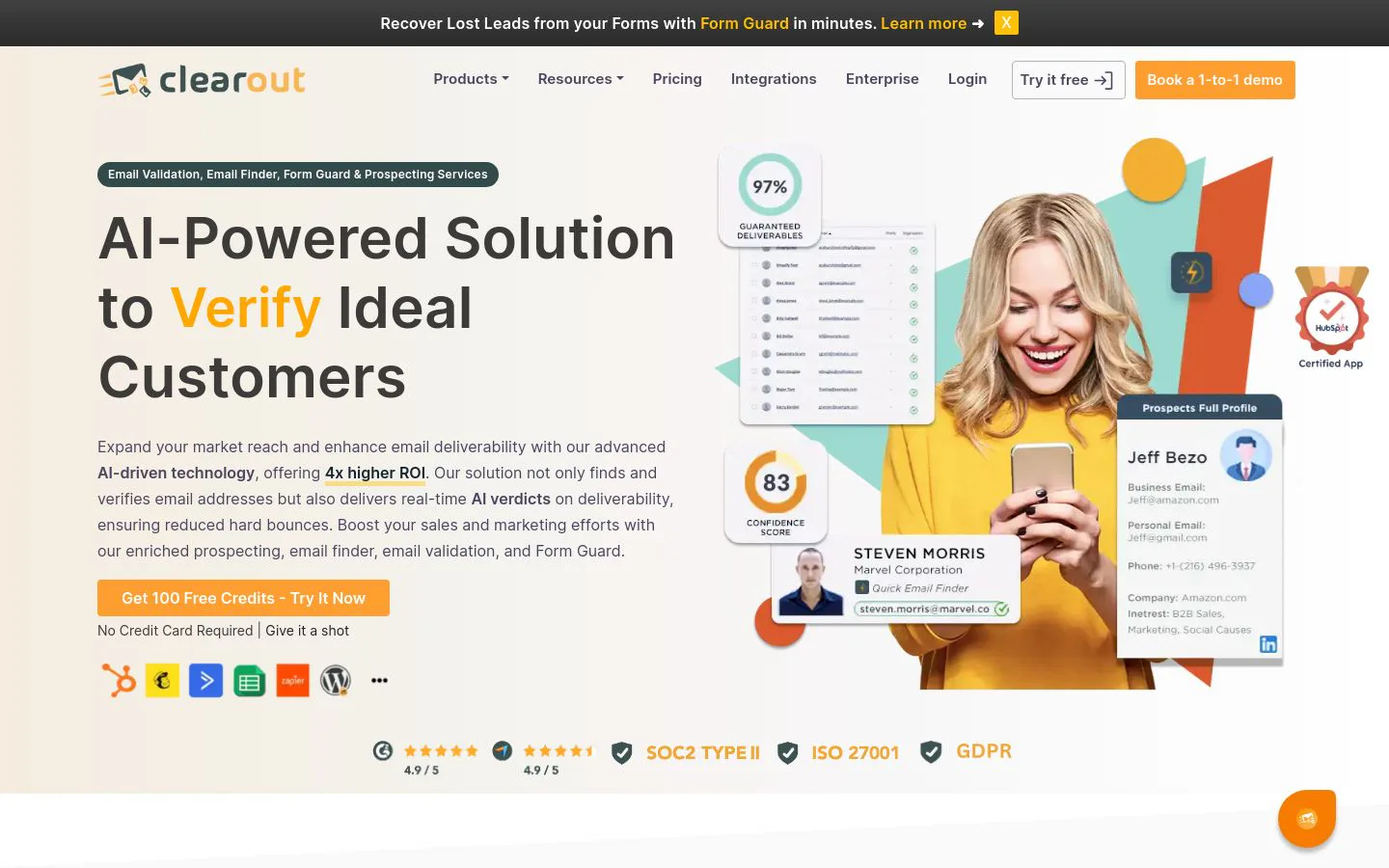 Clearout homepage above the fold