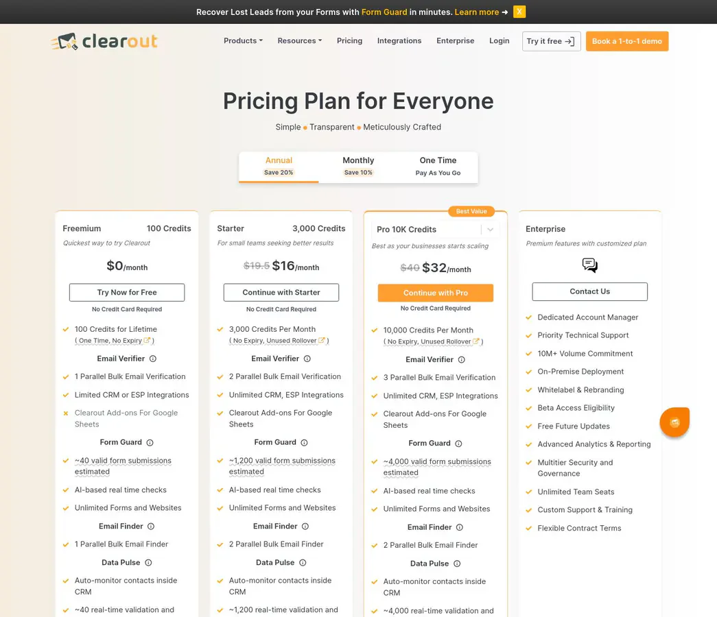 Clearout pricing