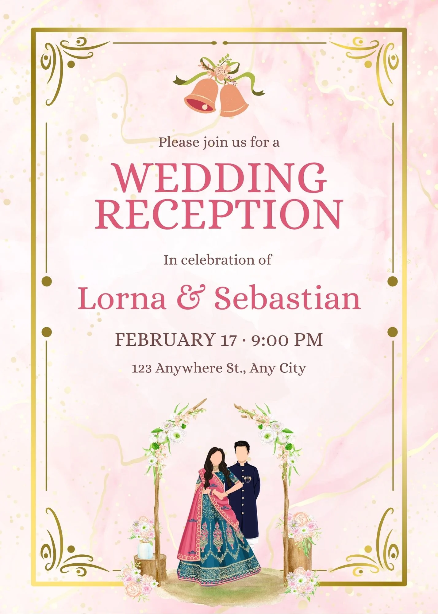 Wedding reception invitation designed in Canva