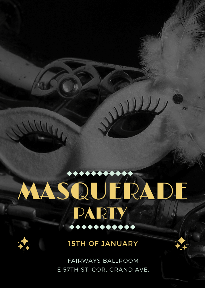 Masquerade invitation designed in Canva