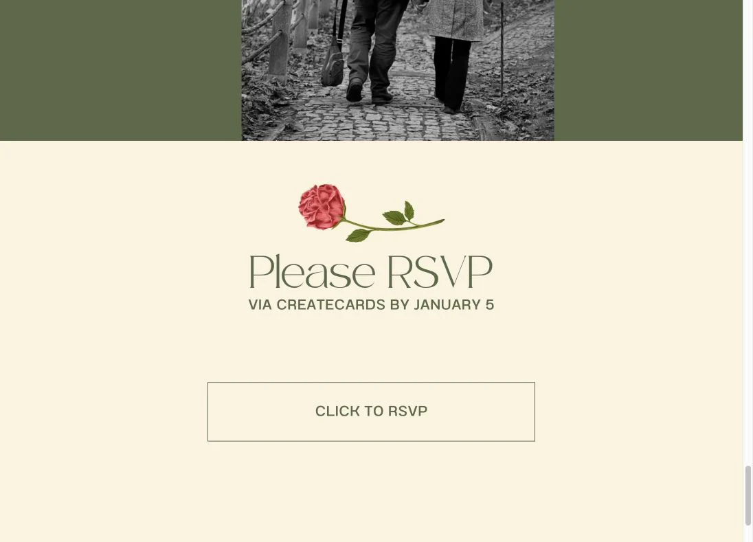The Canva event website’s final section, with a reply-by date and Click to RSVP button