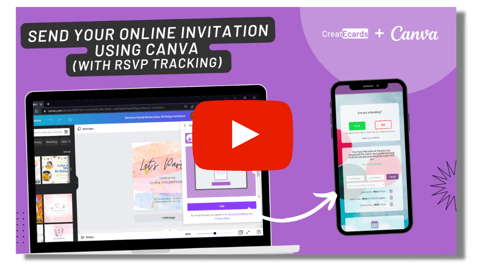 How to Collect RSVPs with your Canva Invitations using the CreatEcards App in Canva
