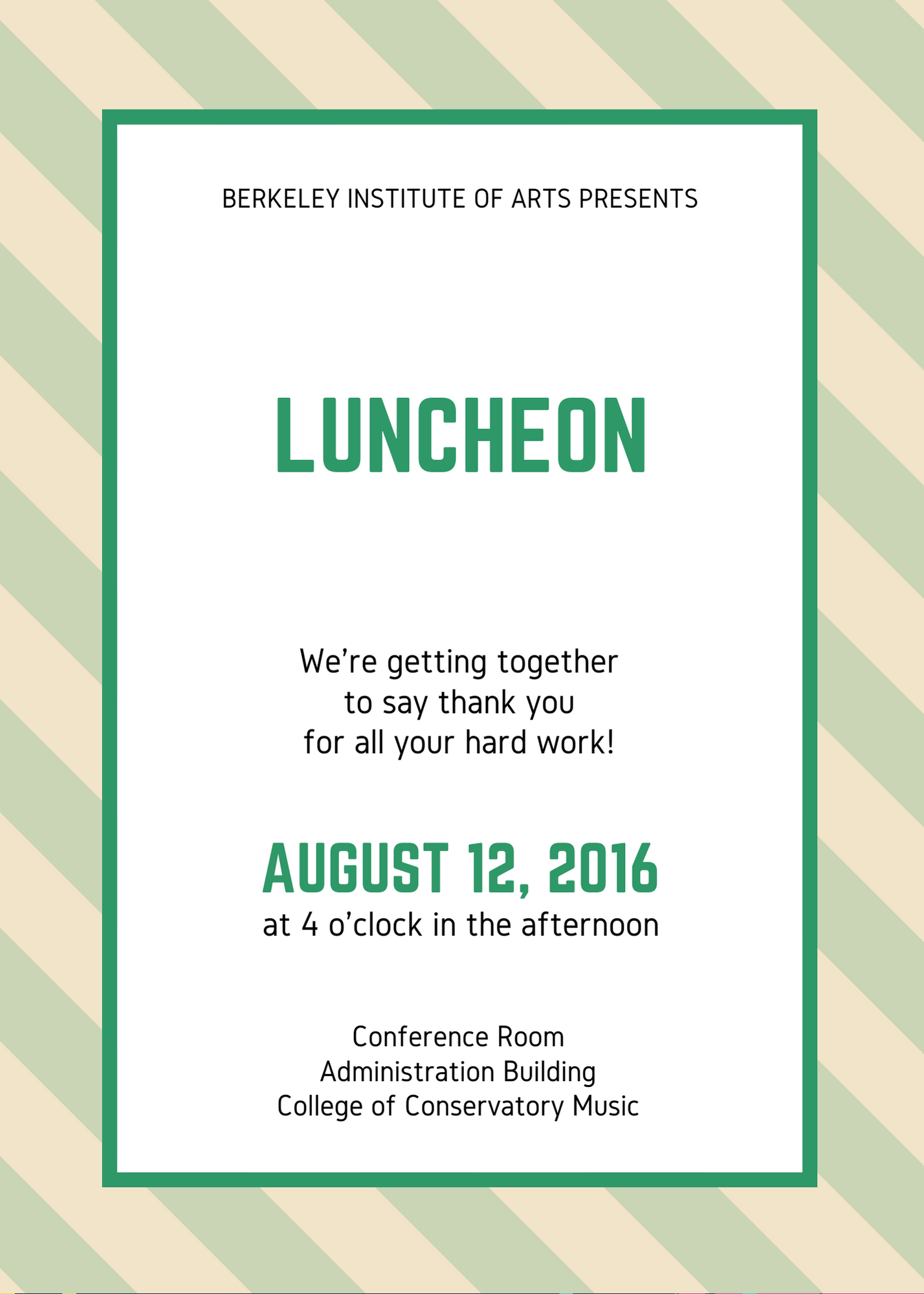 Luncheon invitation designed in Canva