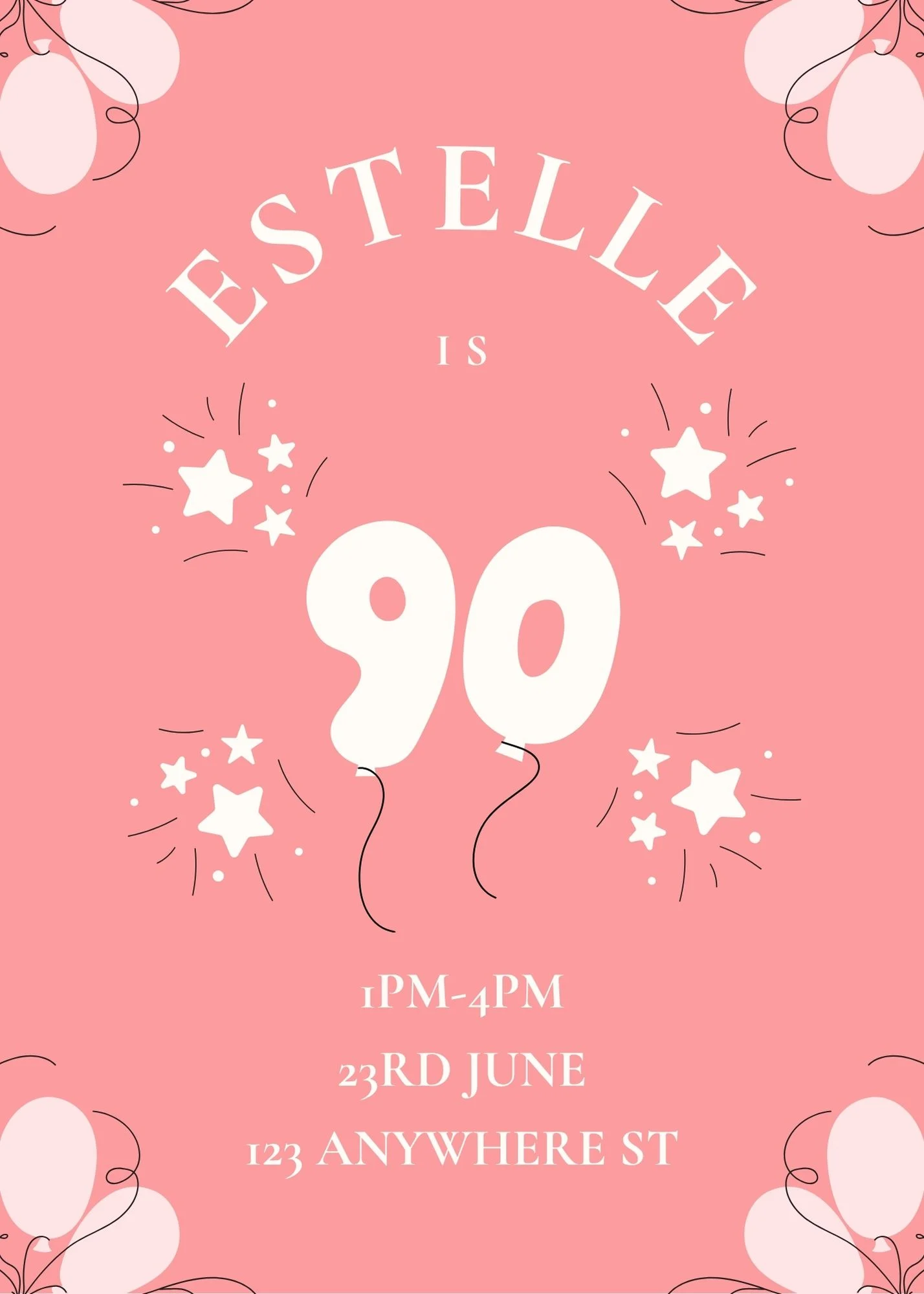 90th birthday invitation designed in Canva