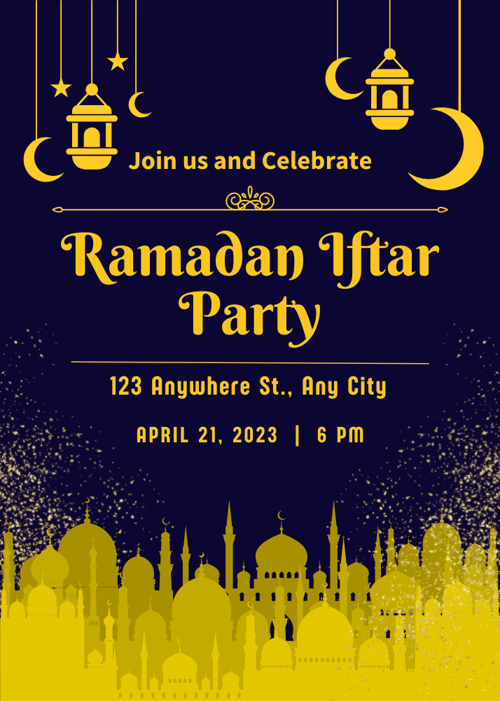 Ramadan invitation designed in Canva