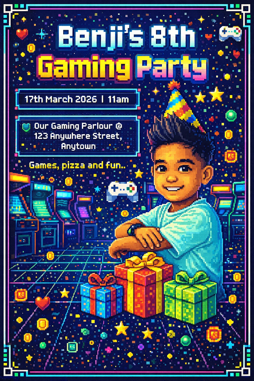 Pixel Art Birthday Invitation