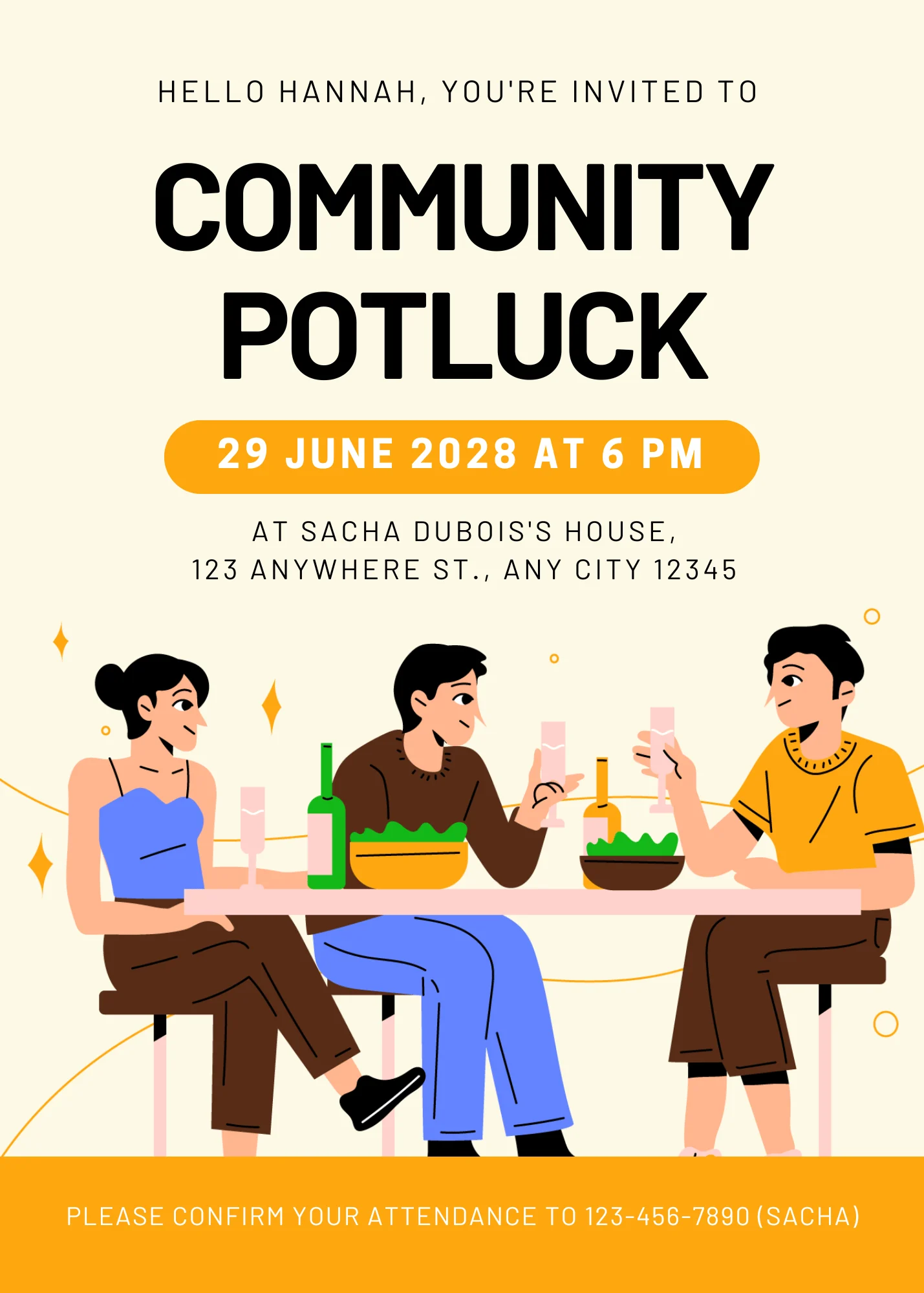 Potluck invitation designed in Canva