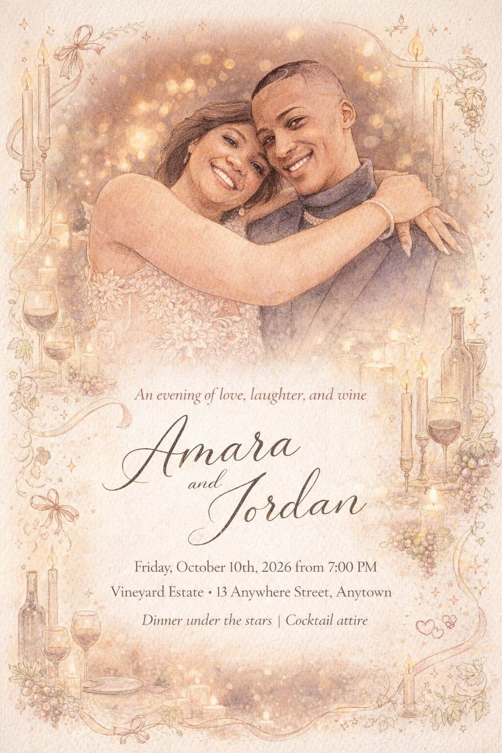 Hand-Illustrated Romantic Wedding