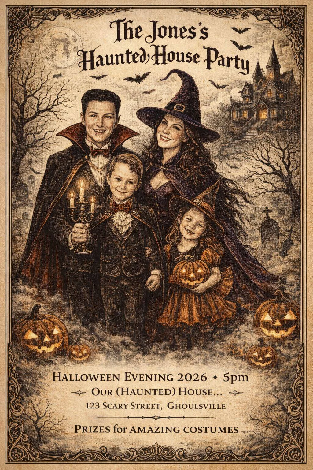Hand-Drawn Halloween Invitation