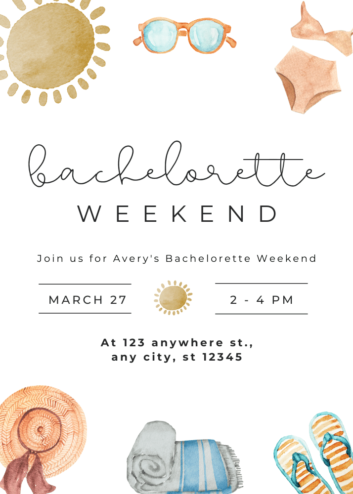 Beach bachelorette weekend invitation