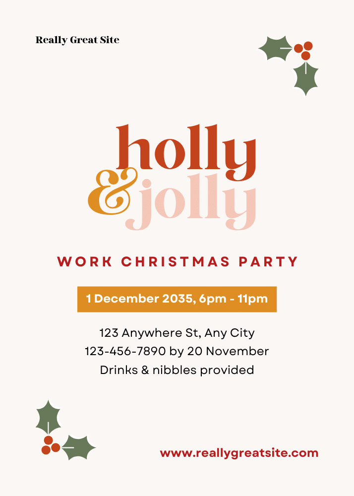 Holiday invitation designed in Canva