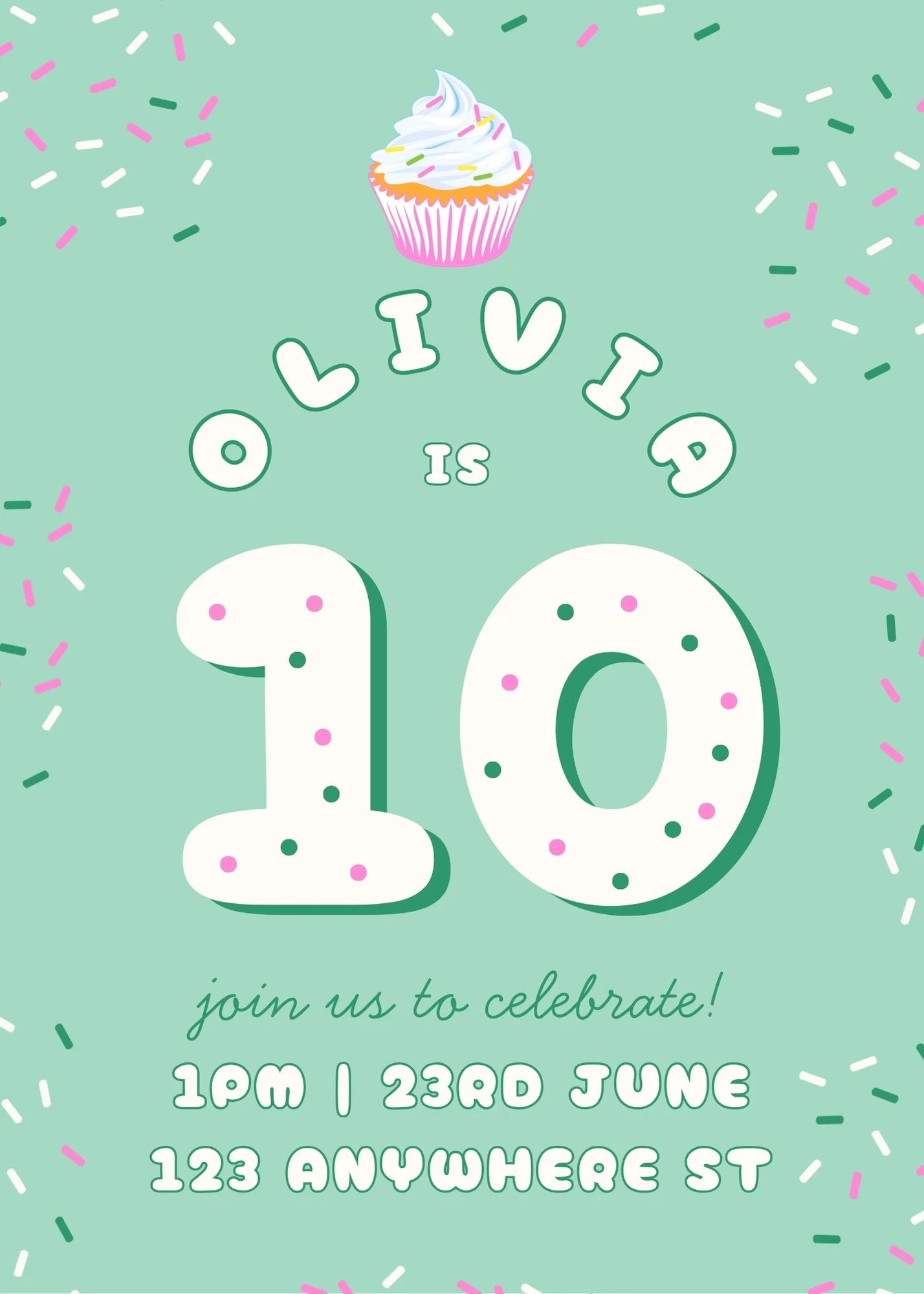 10th birthday invitation designed in Canva