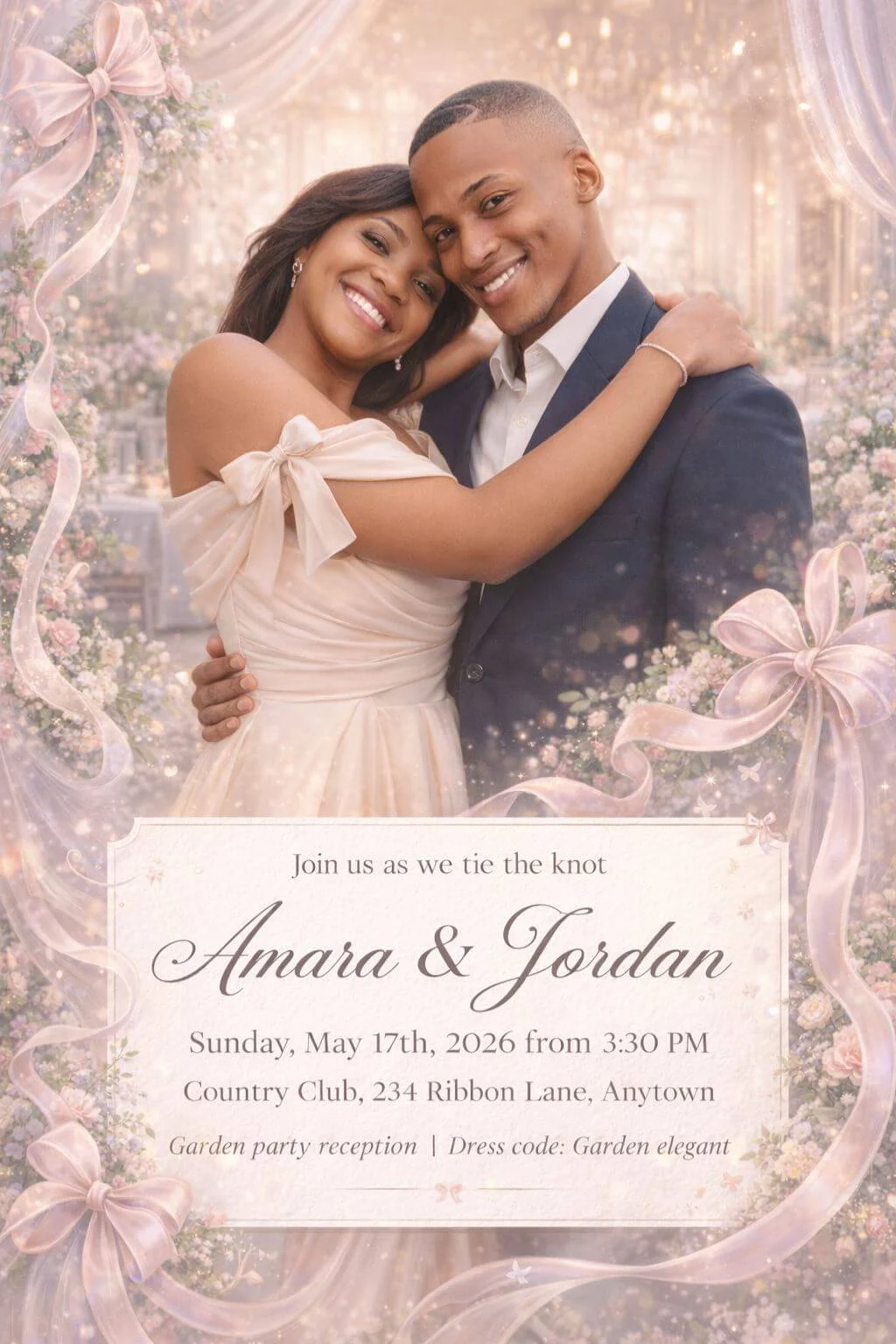 Ribbons and Bows Wedding Invitation