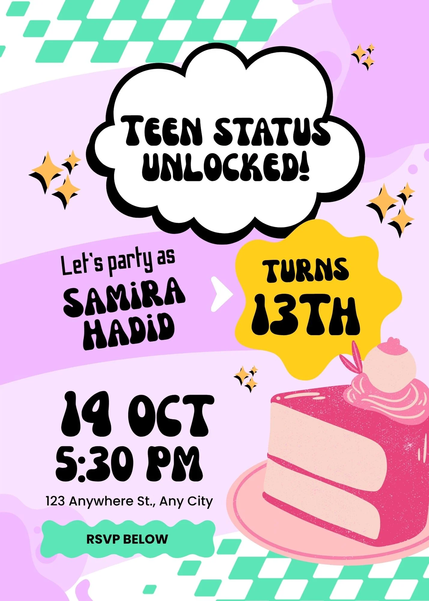 13th birthday invitation designed in Canva