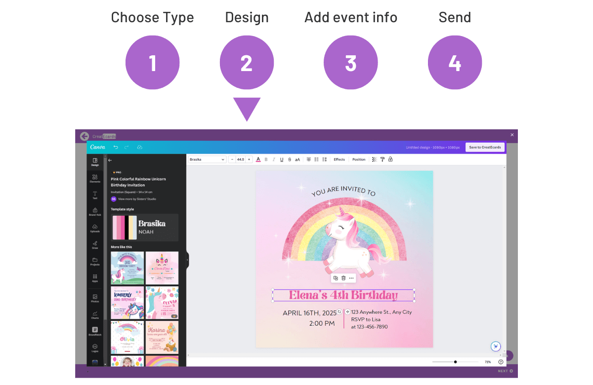 Canva invitation workflow