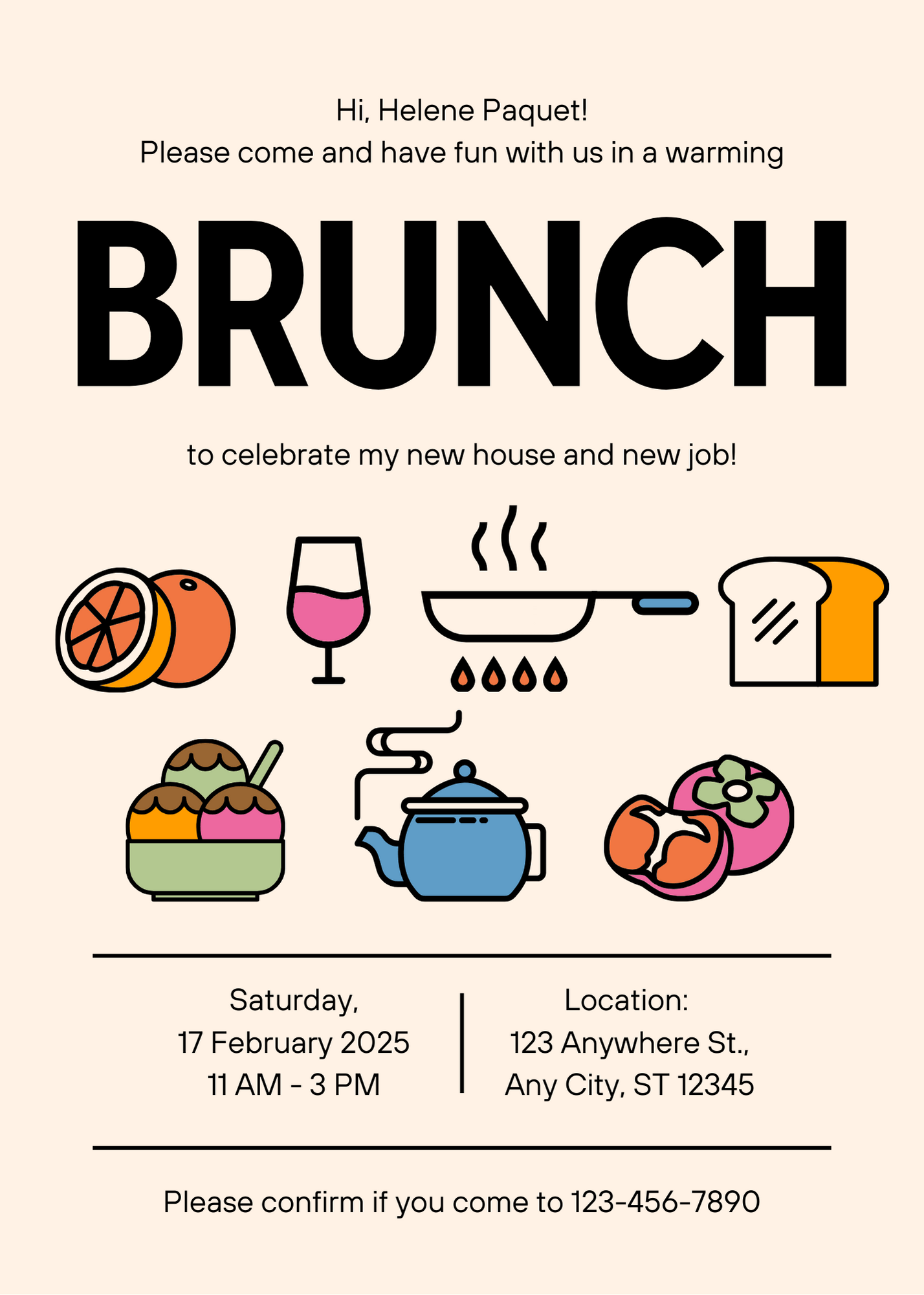 Brunch invitation designed in Canva