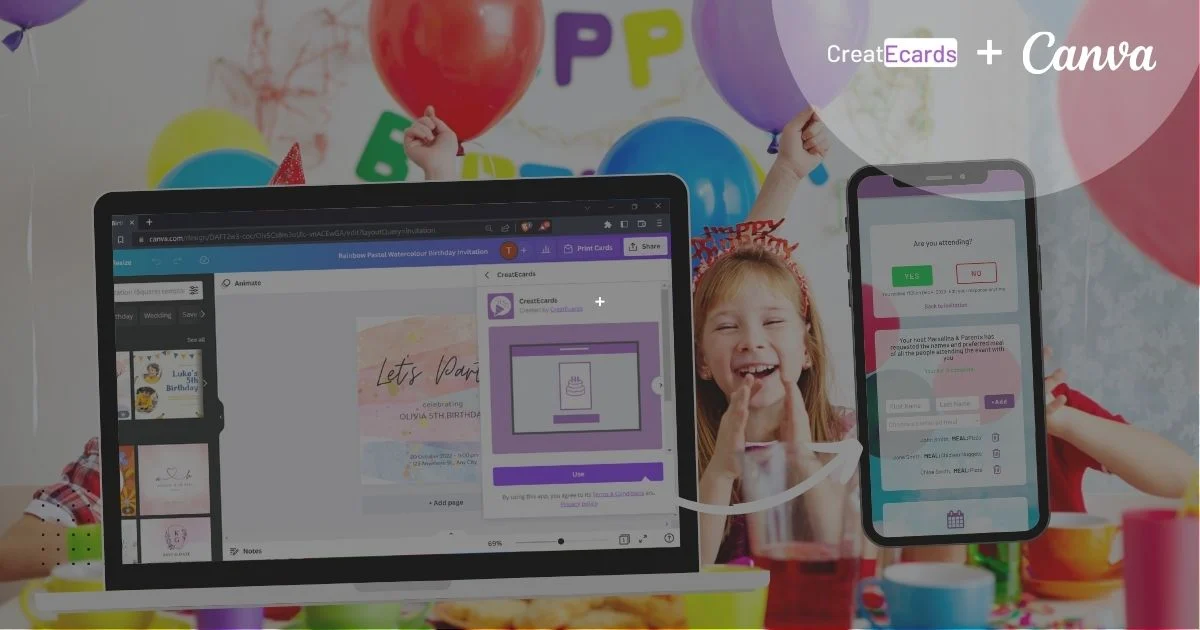How to Collect RSVPs with your Canva Invitations using the CreatEcards App in Canva