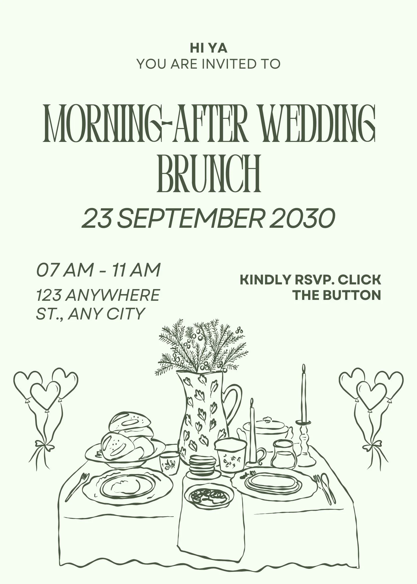Post-wedding brunch invitation designed in Canva