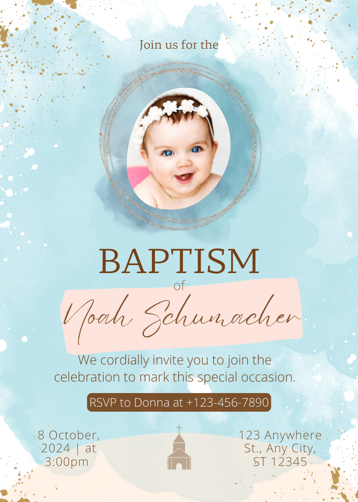 Baptism invitation made in Canva