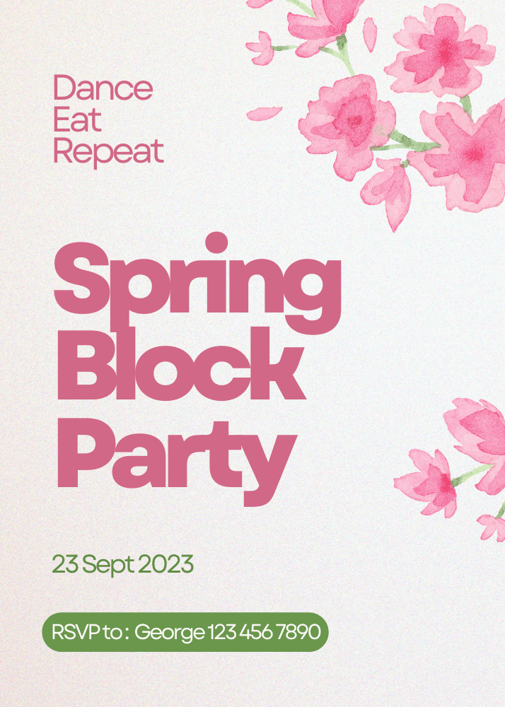 Block party invitation designed in Canva